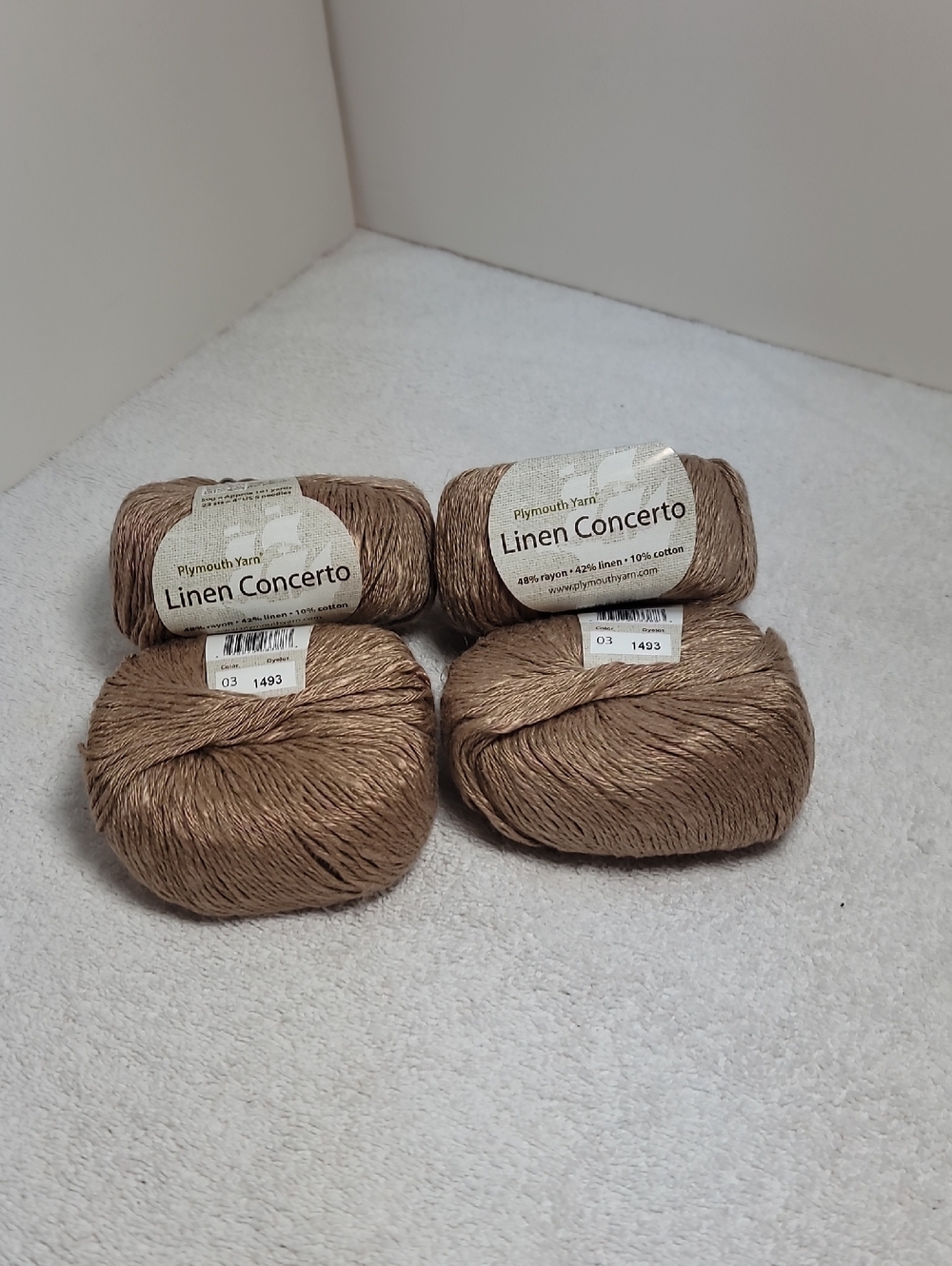 Plymouth Yarn Linen Concerto in Light Brown - 4 Skeins NWT